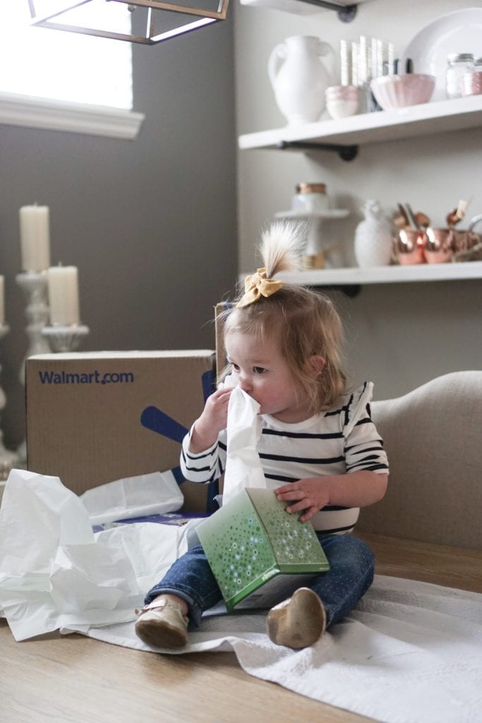 Cold and Flu Season, Kleenex, Walmart two day shipping, Walmart, cold essentials, stock up, toddler sickness