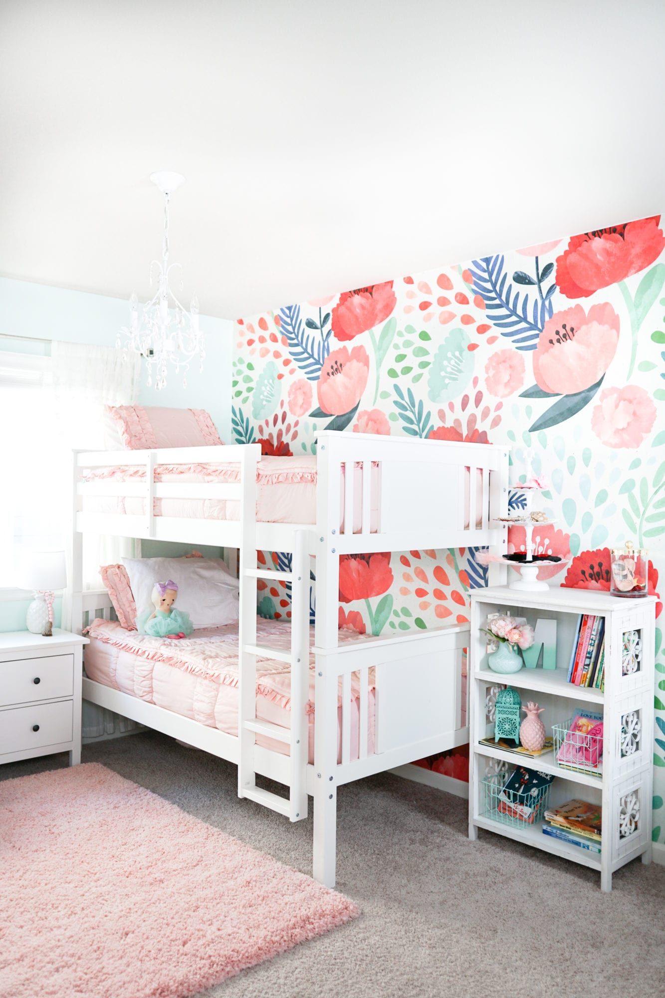 Updating Our Big Girls' Bedroom with Wallpaper -