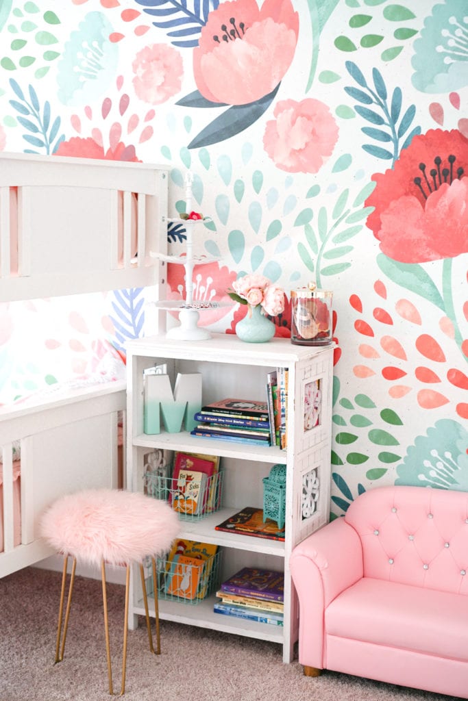 Updating Our Big Girls' Bedroom with Wallpaper -