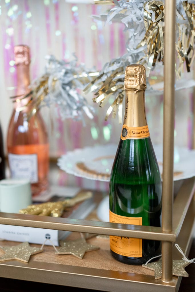 New Years Eve Home Decor - Gold and Blush Bar Cart Ideas