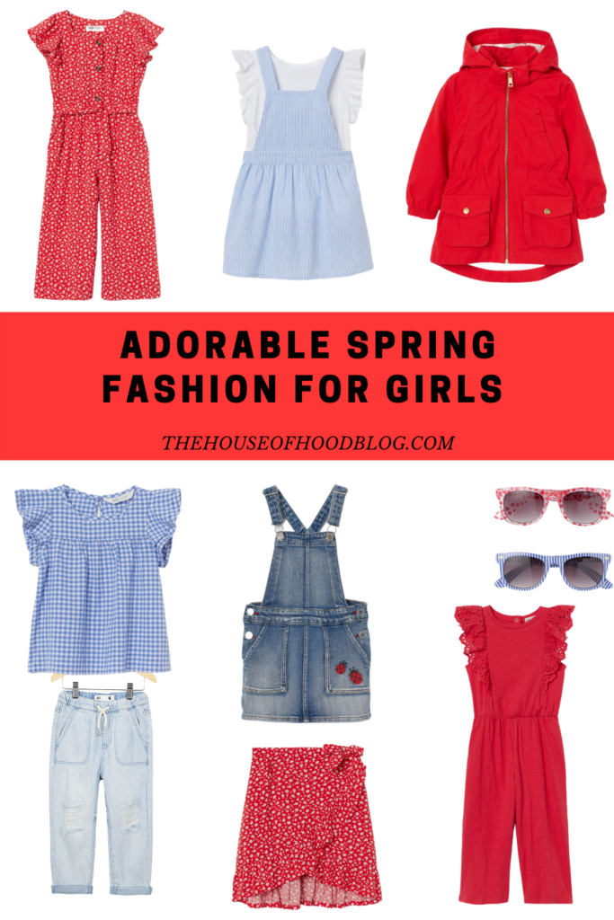 round up of red and blue spring outfits for girls