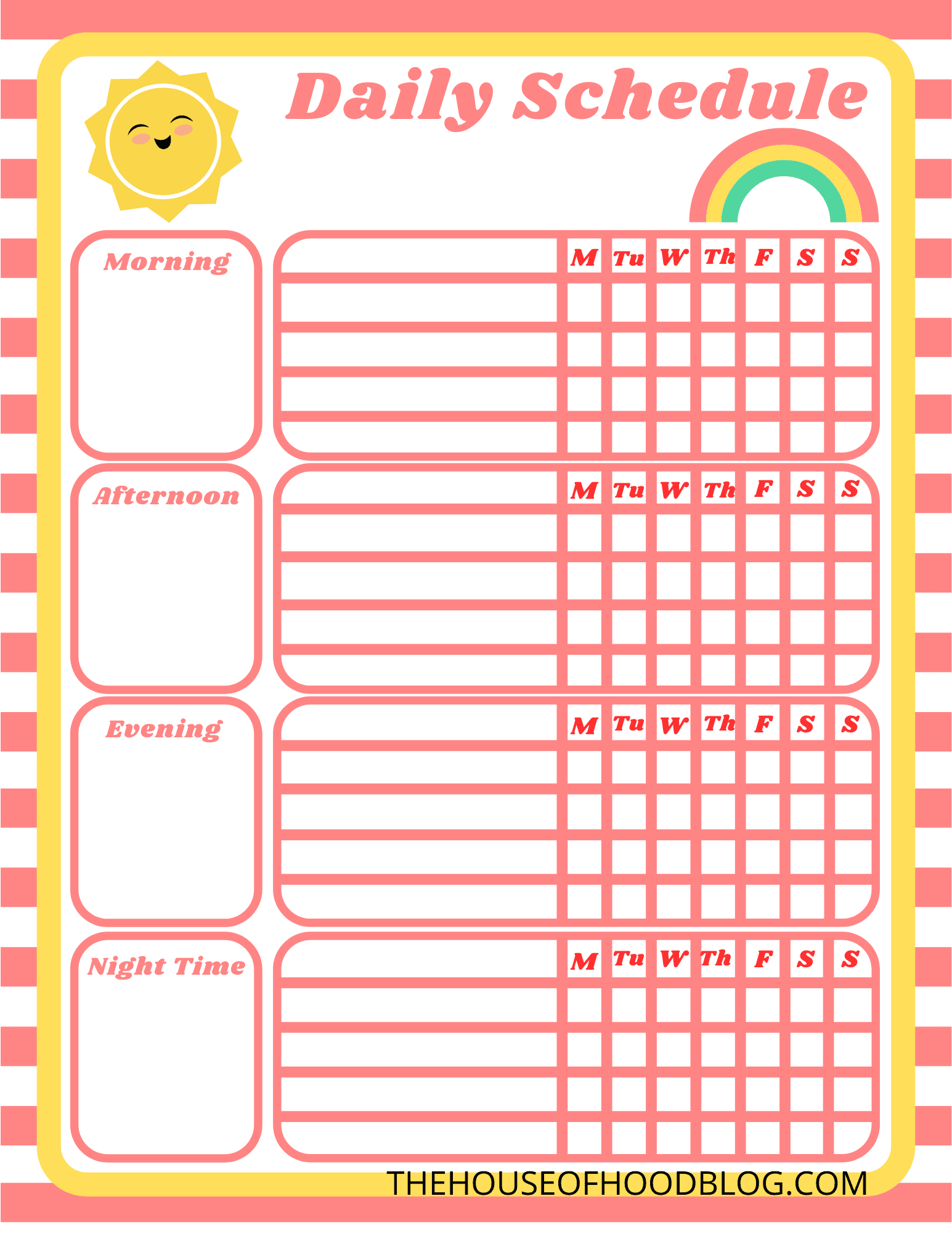 daily schedule for kids free printable