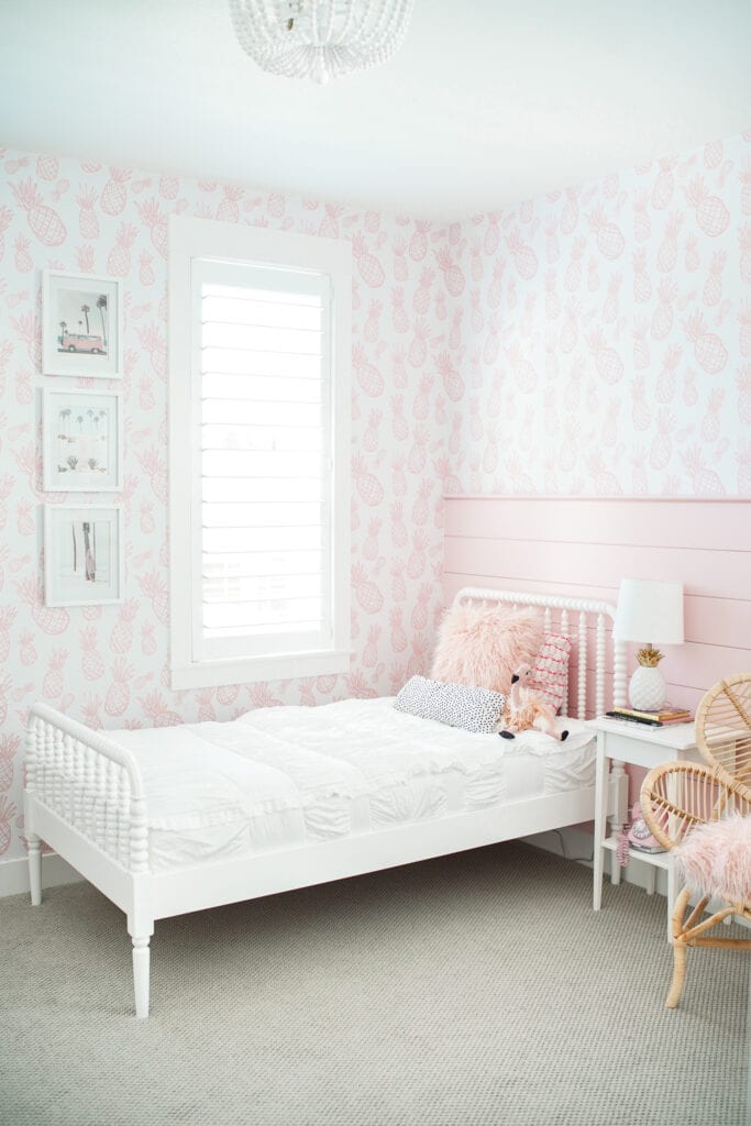 Pink Pineapple Wallpaper - Girls Bedroom Decor -