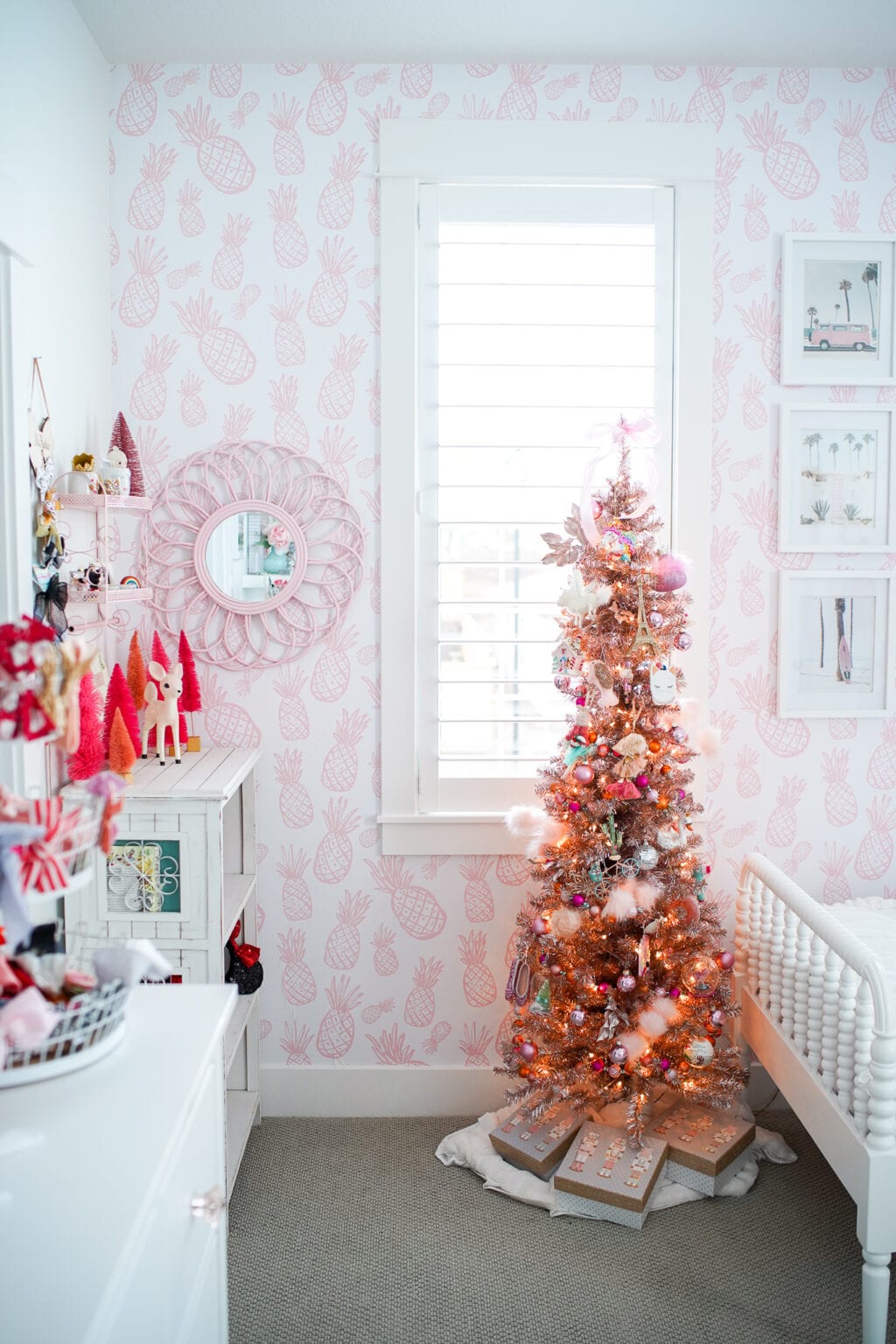 Little Girls Christmas Bedroom Decor - A Rose Gold Tree Kids Will Love!