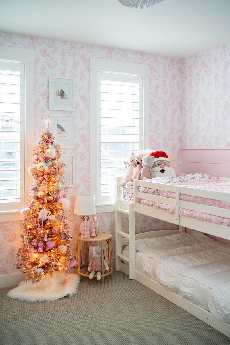Little Girls Christmas Bedroom Decor - A Rose Gold Tree Kids Will Love!