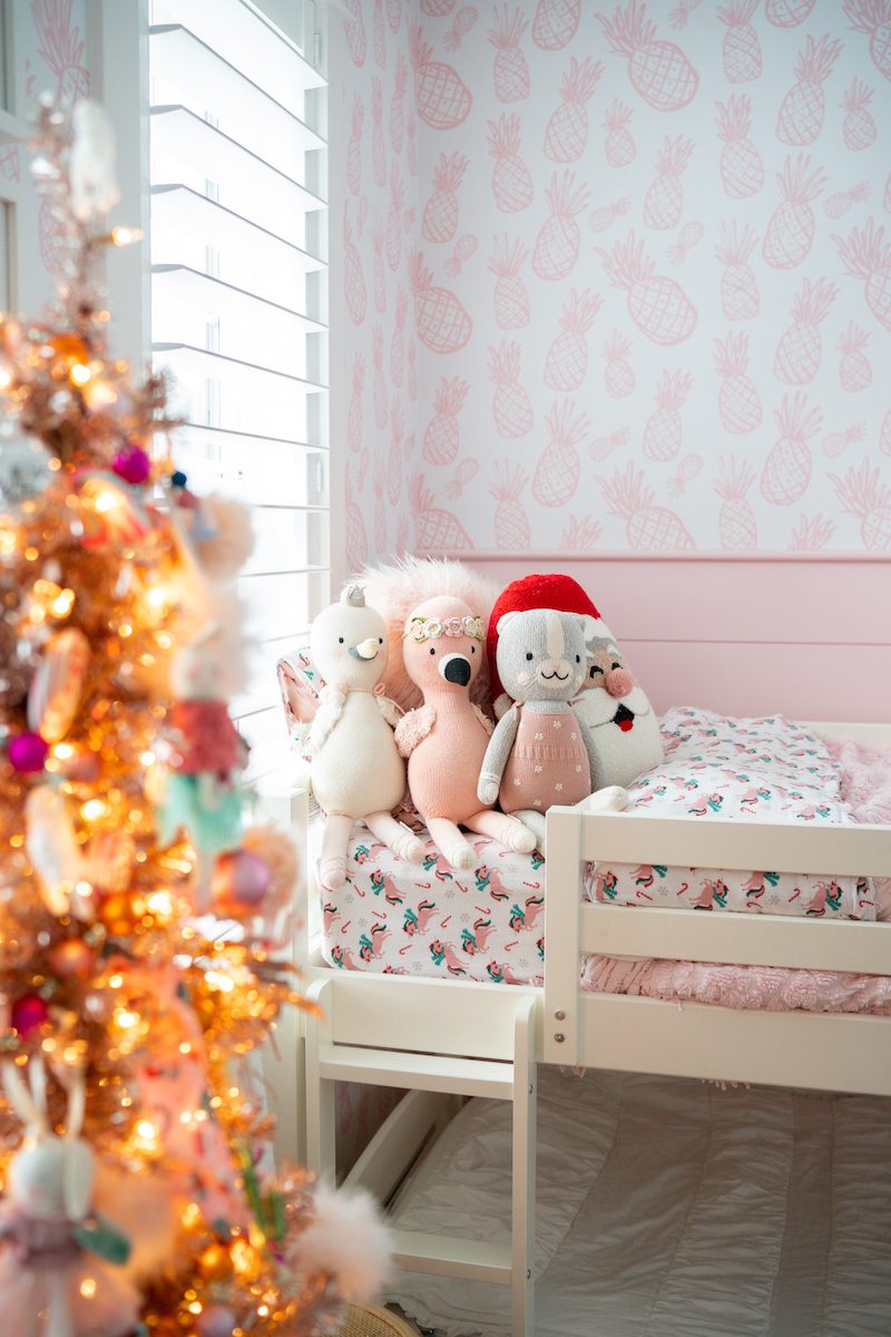 Little Girls Christmas Bedroom Decor - A Rose Gold Tree Kids Will Love!