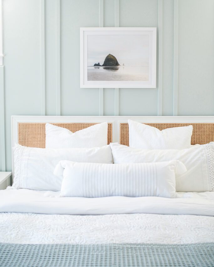 bedroom painted with Sherwin Williams Sea Salt 