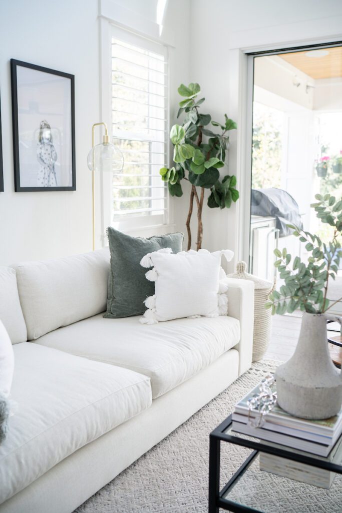 Crate and Barrel white oceanside sofa 