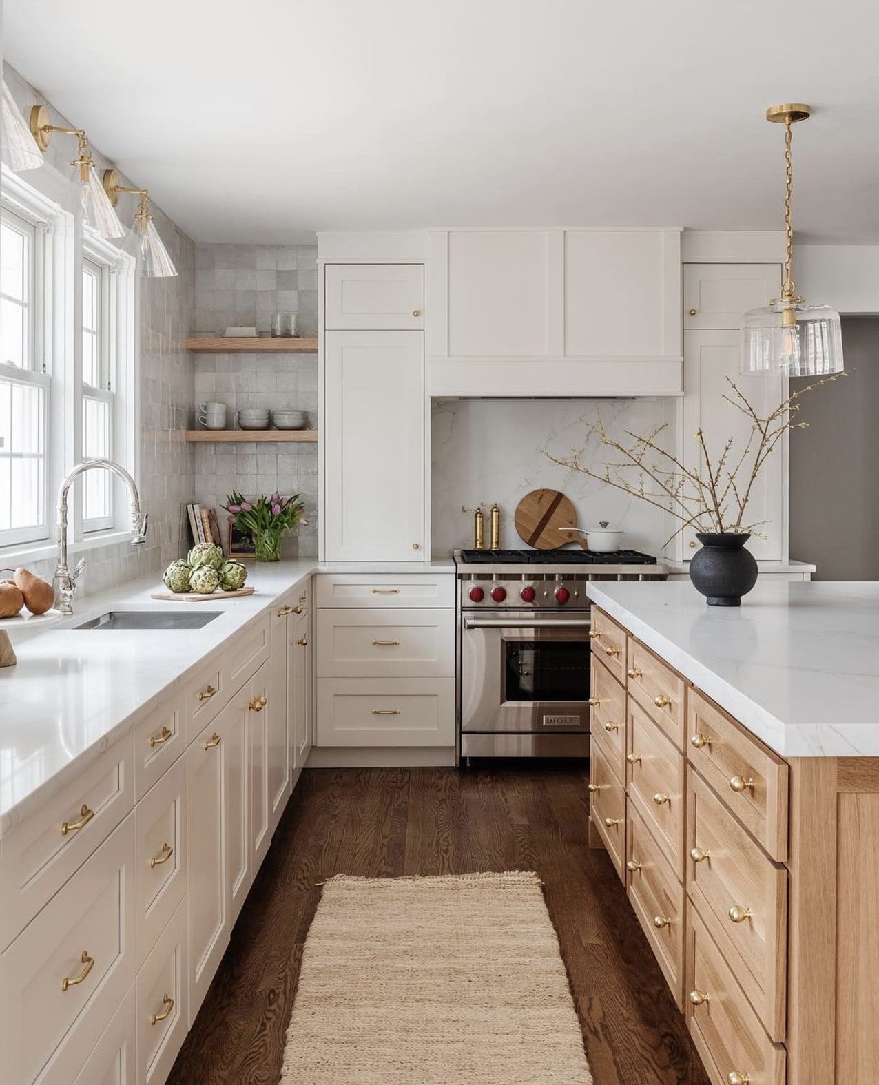 Two Tone Cream Kitchen Cabinets