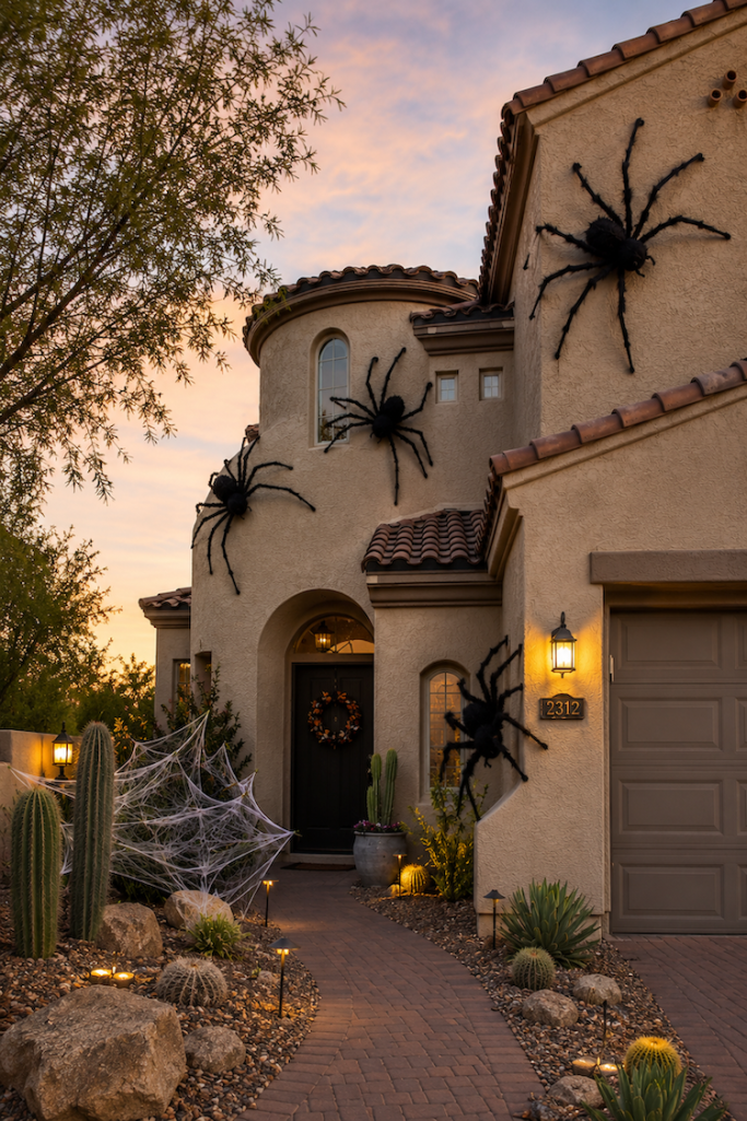 How To Hang Giant Halloween Spiders on Your House!