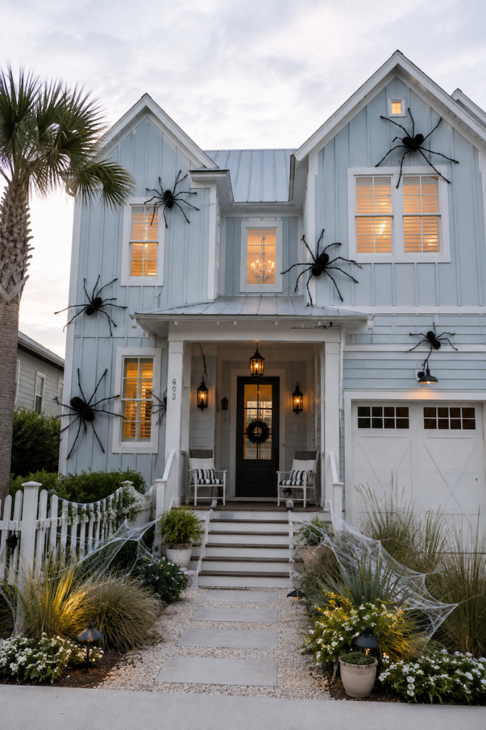 How To Hang Giant Halloween Spiders on Your House!
