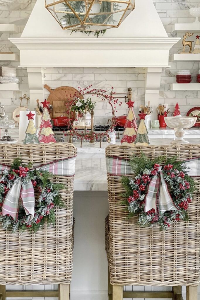 Christmas Bar Stool Wreath Decor Ideas You’ll Love This Holiday Season