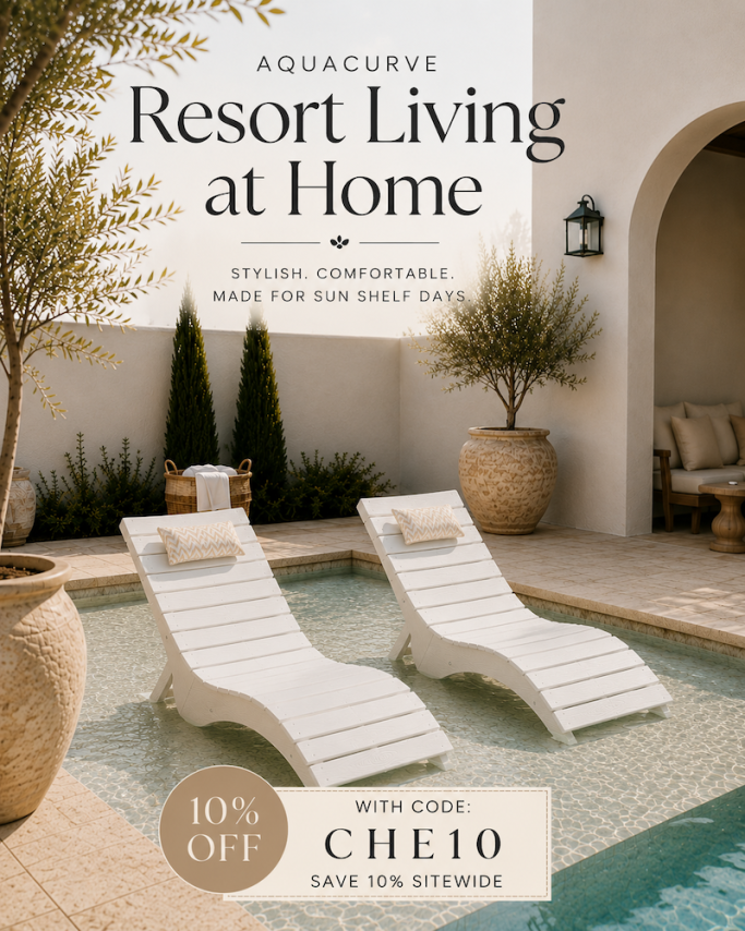 Read my honest AquaCurve review, including the Michelle pool loungers, pricing, comfort, and my exclusive 10% off discount code CHE10!