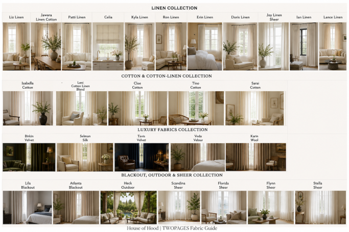 Trying to choose the best TWOPAGES fabric? Compare every linen, cotton, sheer, velvet, blackout, and Roman shade fabric in this complete guide. Plus, save 22% off sitewide with code CHELSEE