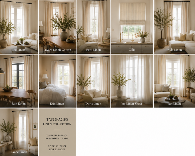 Trying to choose the best TWOPAGES fabric? Compare every linen, cotton, sheer, velvet, blackout, and Roman shade fabric in this complete guide. Plus, save 22% off sitewide with code CHELSEE