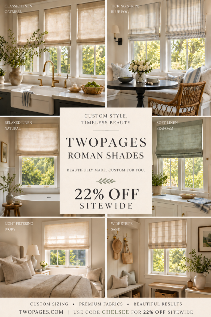TWOPAGES Roman Shades Review + 22% off sitewide discount code CHELSEE with no minimum purchase required!