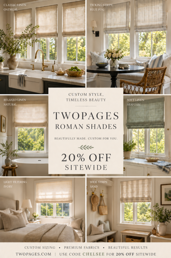 TWOPAGES Roman Shades Review + 20% off sitewide discount code CHELSEE with no minimum purchase required!