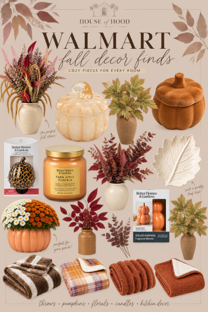 See the best Walmart fall decor for 2026! I'm sharing my favorite new fall finds, including pumpkins, throws, florals, candles, and kitchen decor!