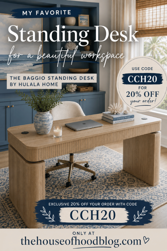 Read my Hulala Home Baggio Standing Desk review + 20% off discount code CCH20! See exactly why we love it for our home office!