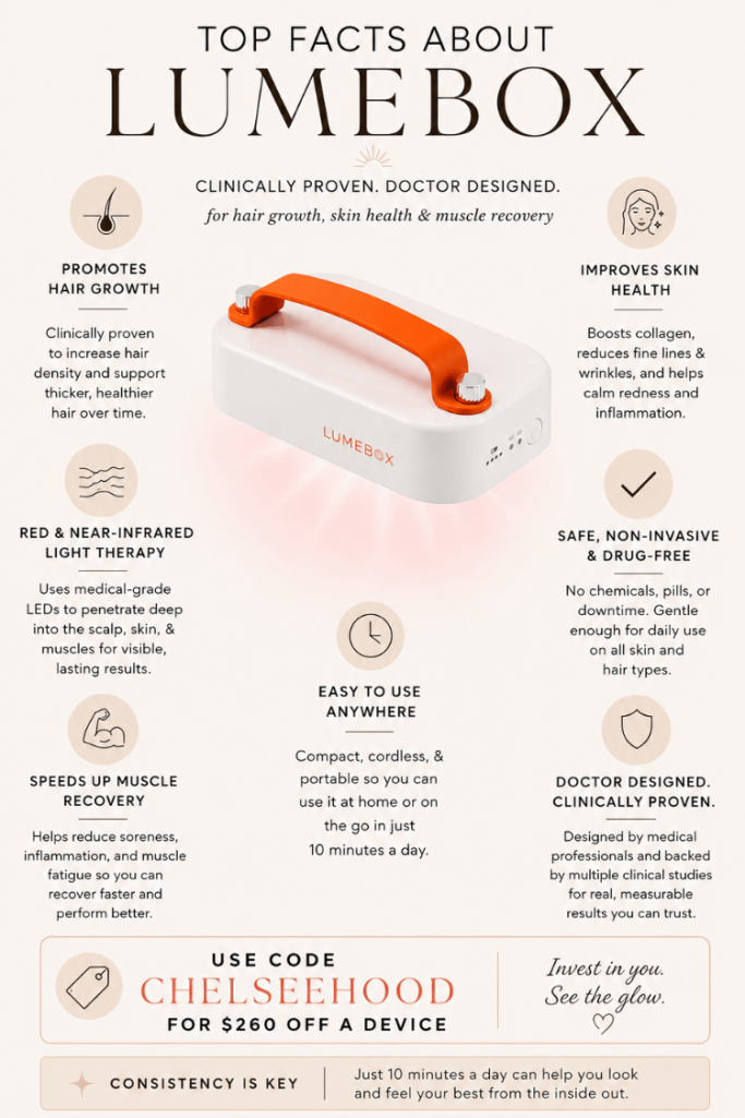 Read my honest LUMEBOX review and learn how I use red light therapy. Plus, use LUMEBOX discount code CHELSEEHOOD to save $260!