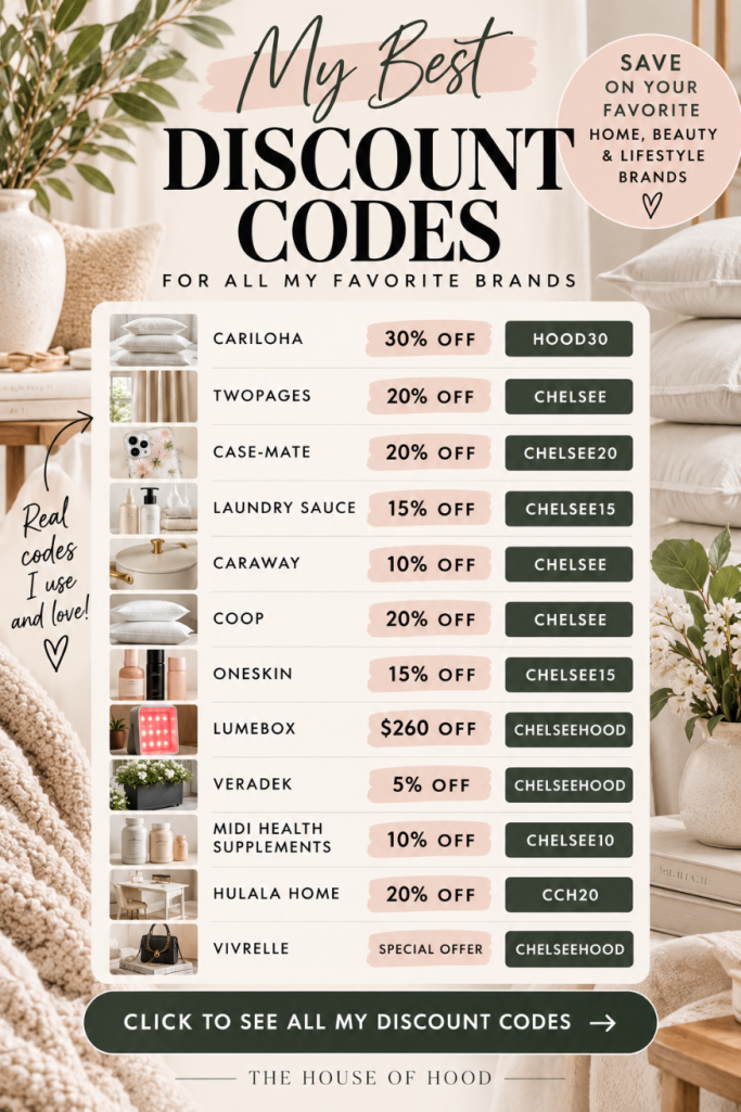 Find all my current House of Hood discount codes in one place! Save on Cariloha, Minky Couture, TWOPAGES, Caraway, Laundry Sauce and more.